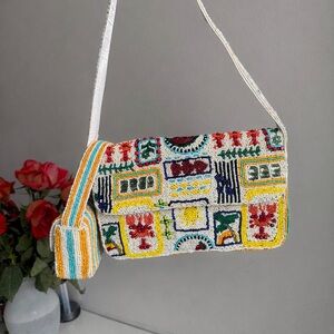 Colorful Beaded Shoulder Bag Lobster Nautical Beach Statement Purse NWT